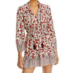 New w Tags AQUA Red Floral Print Tassel Dress - Small